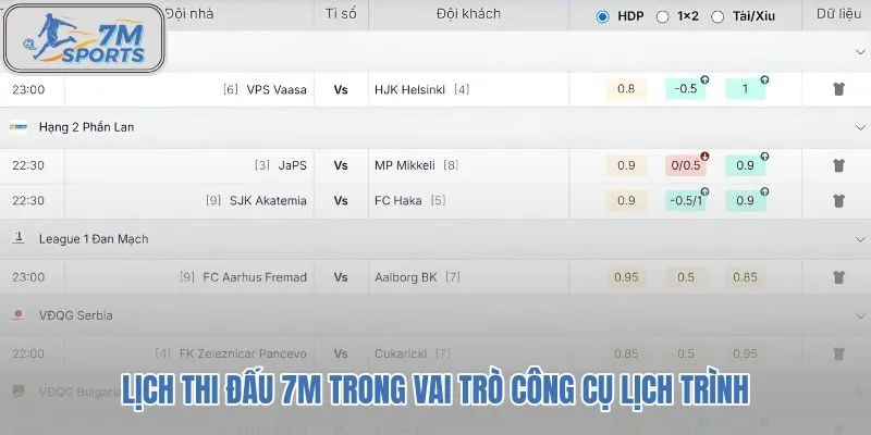 lịch thi đấu bóng đá 7m